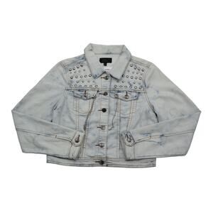 ChiQle Jackets Womens L Blue Denim Architect Long Sleeve Button Up Collared